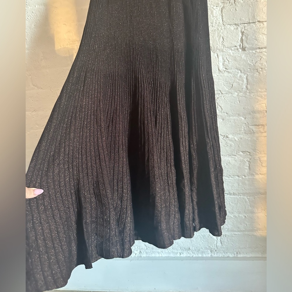 BANANA REPUBLIC SCULPTED V-NECK MAXI DRESS Small brown nwot - Picture 3 of 4